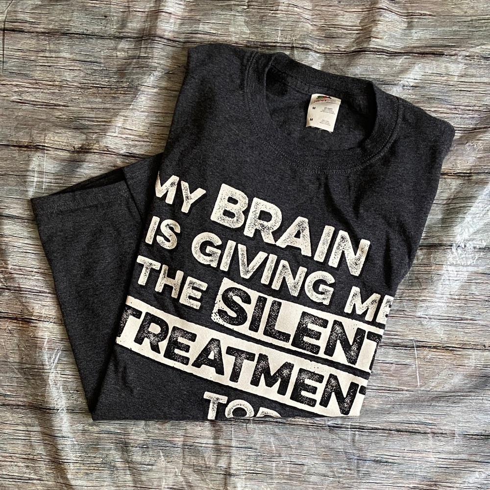 "Silent Treatment" Dark Gray Graphic Tee with Slogan